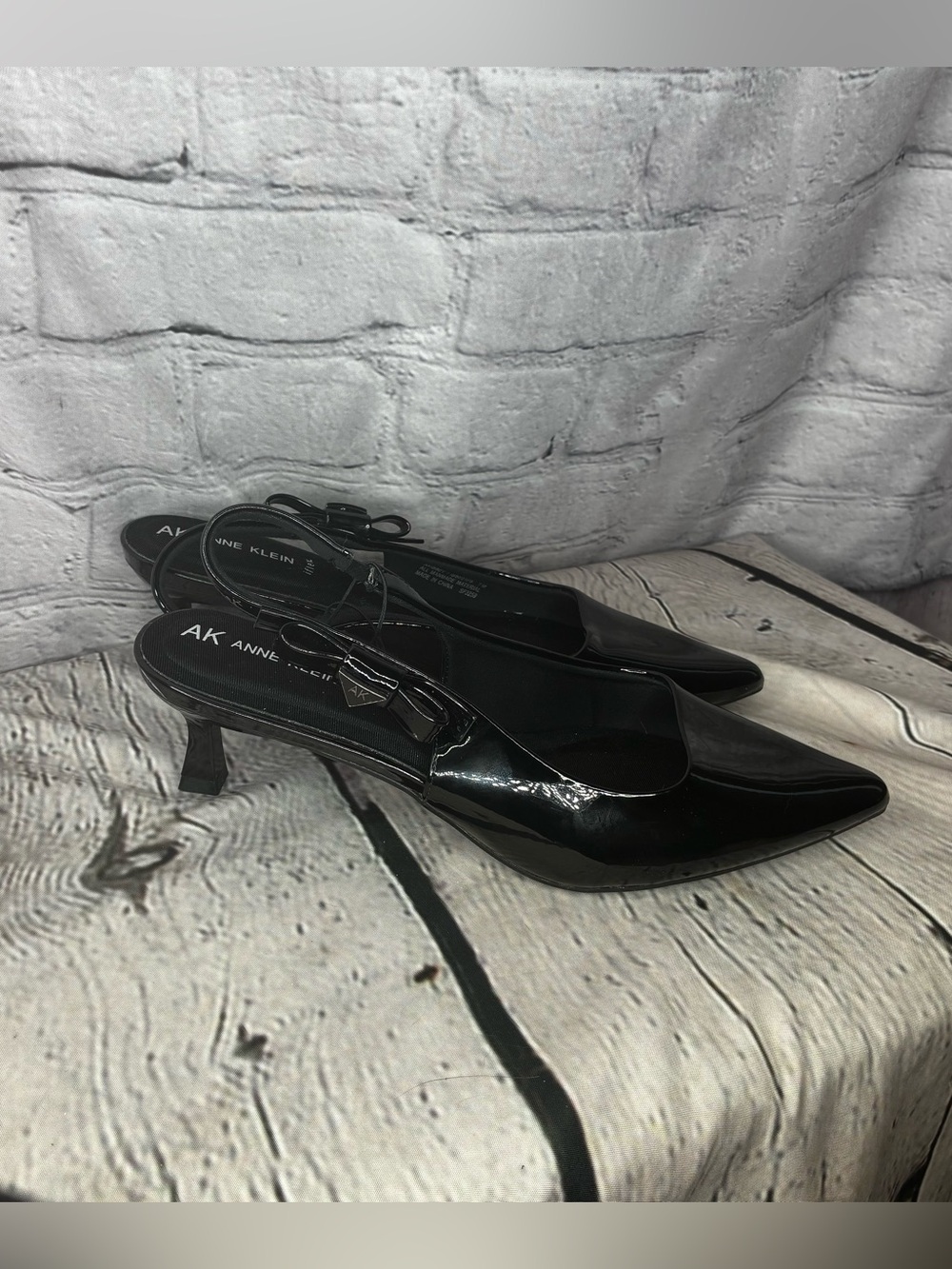 Coquette Goth Barbiecore Black Glossy Office Siren Chic Slingback Kitten Heels 7